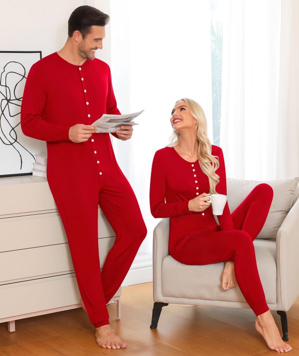 Matching Family Onesise Pajamas Christmas Long Sleeve PJs Set Holiday Button Stripe Nightwear Xmas Men&Women Sleepwear