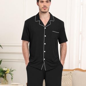 Matching Pajamas for Couples Women & Men Modal Button Down Short Sleeve Sleepwear Pjs 2 Piece Loungewear S-XXXL