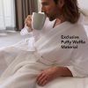 Square Waffle Spa Kimono Robe - Soft Light Hotel Bathrobe Cypress (One Size/Large, White)
