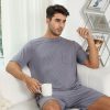 Matching Pajamas for Couples 2 Piece Lounge Set Ribbed Knit Pajama Matching Tops and Shorts Soft Sleepwear S-XXL