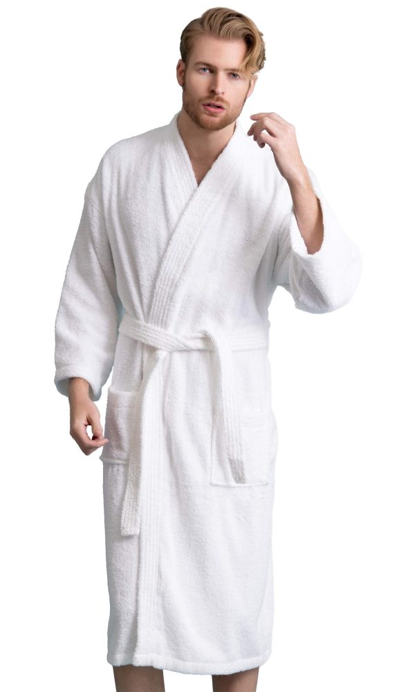 Men's Robe, Turkish Terry Bathrobe, 100% Cotton Kimono Spa Bathrobe