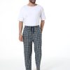 Mens Pajama Pants 100% Cotton Plaid Sleep & Lounge Pants, PJ Bottoms with Pockets and Button Fly