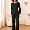 Womens Pajama Sets 2 Piece Pjs Sleepwear Soft Comfy Loungewear Long Sleeve Pullover Top and Pants S-XXL