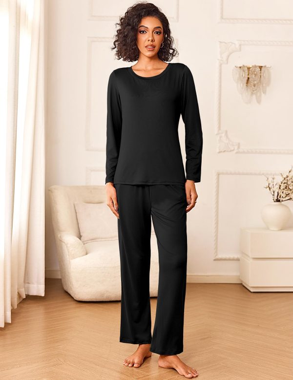 Womens Pajama Sets 2 Piece Pjs Sleepwear Soft Comfy Loungewear Long Sleeve Pullover Top and Pants S-XXL
