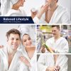 Mens Hooded Robe Terry Cloth, Cotton Bathrobe, Knee-Length Towel Robe for Spa, Swim, After Shower & Sleepwear