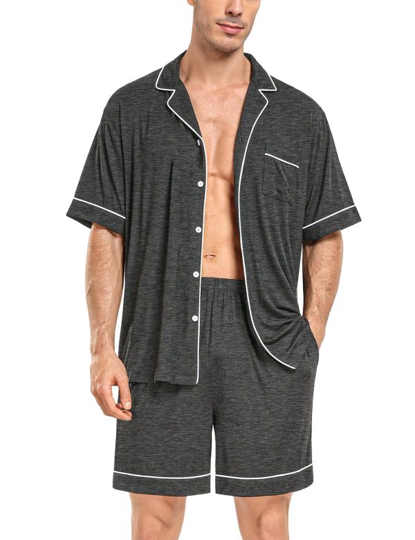 Couple Matching Pajamas Set Short-sleeve PJ Women & Men 2Pcs Loungewear Button Down Sleepwear Pjs Sets