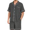 Couple Matching Pajamas Set Short-sleeve PJ Women & Men 2Pcs Loungewear Button Down Sleepwear Pjs Sets