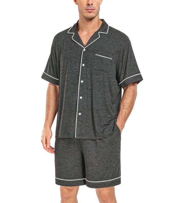 Couple Matching Pajamas Set Short-sleeve PJ Women & Men 2Pcs Loungewear Button Down Sleepwear Pjs Sets