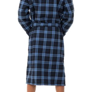 Men's Bonded Fleece Robe, Blue Check