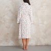 Women's Soft Summer Dressing Gown Floral Fruit Print Plush Shawl Collar Bathrobe Warm Lounge Robe with Belt