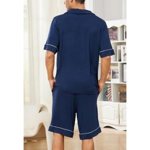 Mens Pajama Set, Pajamas Made from Bamboo Pulp Viscose Lightweight Button-up PJS for Men