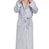 Mens Fleece Robe Hooded Plush Full Length Plush Bathrobe Warm House Robe