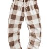 Men's Flannel Buffalo Plaid Pajama Pants Fuzzy Pj Pants with Pockets