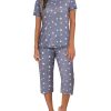 Women's Sleepwear Capri Pajama Sets Short Sleeve Two-Piece Pjs V Neck Tops & Capri Pants with Pockets S-3XL
