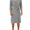 Men's Lightweight Kimono Spa Robe Knit Bathrobe Soft Sleepwear 3/4 Sleeve Loungewear with Pockets S-XXL