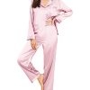 Silk Pajamas for Women Classic Button Down Satin Pajama Sets Long Sleeve Lounge Set