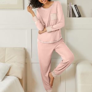 2 Pack Womens Pajama Sets Long Sleeve Lounge Sets Soft Pj Sleepwear Loungewear