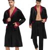Men's 3 Pcs Robe Silk Satin Kimono Bathrobe with Shorts&Pants Set Lightweight Soft Sleepwear