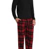Men’s Pajama Set Pajamas For Men 2 Piece PJ Set with Cotton Flannel Men Pajama Pants and Long Sleeve Henley T-Shirt