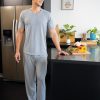 Men's 360 Stretch Short Sleeve V-Neck Top and Pant Sleep Pajama Set