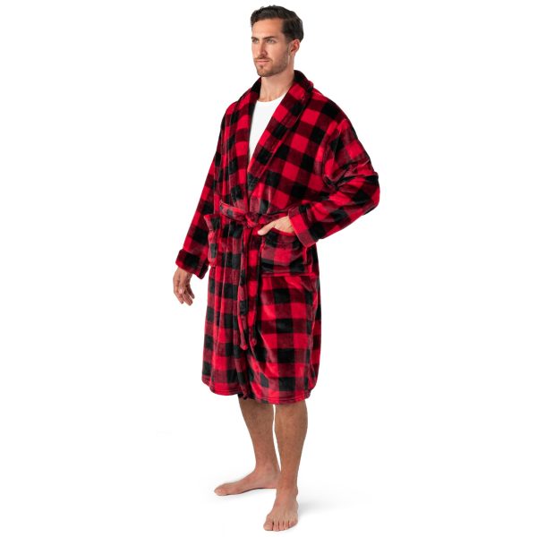 Mens Robe, Soft Robe for Men, Fleece Warm Long Bathrobe for Bath Shower Spa