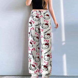 Anime Pajamas Pants Women Cartoon Cute Family All Over Print Pajama Pants Flannel Pajama Pants