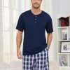 Mens Pajama Set Short Sleeve, Pajamas Made from Bamboo Pulp Viscose and Cotton Lightweight PJS for Men