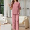 Lounge Sets for Women Short Sleeve Tops and Long Pants Soft Comfy Pajamas Set 2 Piece Outfits S-XXL