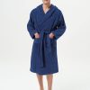 Mens Hooded Robe Terry Cloth, Cotton Bathrobe, Knee-Length Towel Robe for Spa, Swim, After Shower & Sleepwear