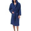 Mens Hooded Robe Terry Cloth, Cotton Bathrobe, Knee-Length Towel Robe for Spa, Swim, After Shower & Sleepwear
