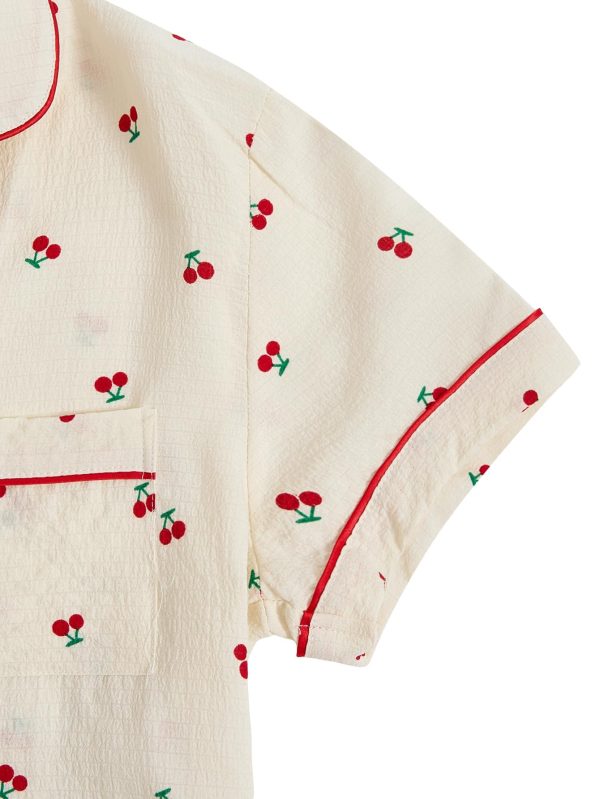 Women's 2 Piece Pajama Set Matching Pjs Sets Cute Printed Sleepwear Button Up Shirt with Lounge Shorts Set