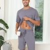 Matching Pajamas for Couples 2 Piece Lounge Set Ribbed Knit Pajama Matching Tops and Shorts Soft Sleepwear S-XXL