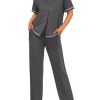 Cotton Pajamas Sets for Women 2 Piece Button Down Short Sleeve Pj Set with Long Pants Lounge Set Soft Sleepwear S-XXL