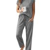 Womens Pajama Sets Cap Sleeve Sleepwear Tops and Long Pants Comfy Pjs 2 Piece Lounge Set with Pockets S-XXL