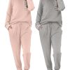 2 Pack Womens Pajama Sets Long Sleeve Lounge Sets Soft Pj Sleepwear Loungewear