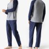 Mens Pajamas Set - Soft Pj Sets for Men Long Sleeve Pajamas Men Cotton Mens Pjs Sets Loungewear with Pockets