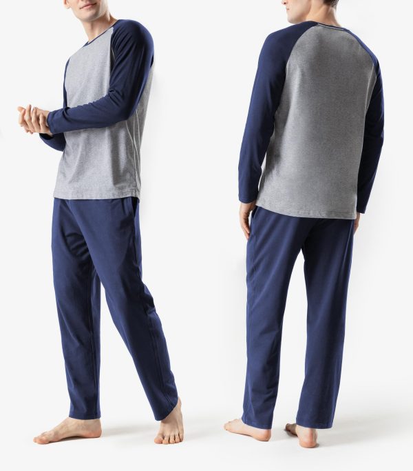 Mens Pajamas Set - Soft Pj Sets for Men Long Sleeve Pajamas Men Cotton Mens Pjs Sets Loungewear with Pockets