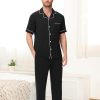 Men Pajamas Set Two Pieces Short Sleeve Sleepwear Button Down Loungewear Set Soft Modal Pj Set with Pockets