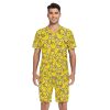 Men's Short Sleeve Pajama Set Summer Pj Short Set 2 Piece Loungewear Sleepwear with Pockets