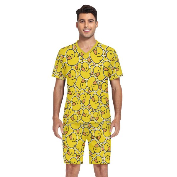 Men's Short Sleeve Pajama Set Summer Pj Short Set 2 Piece Loungewear Sleepwear with Pockets