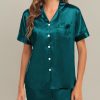Couple Satin Matching Pajamas Sets Women & Men Short Sleeve Sleepwear Silk Button Down Nightwear 2 Pieces Loungewear