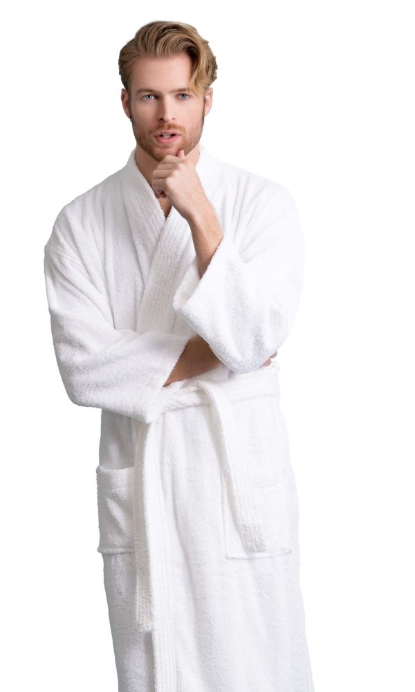 Men's Robe, Turkish Terry Bathrobe, 100% Cotton Kimono Spa Bathrobe