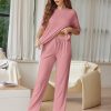 Lounge Sets for Women Short Sleeve Tops and Long Pants Soft Comfy Pajamas Set 2 Piece Outfits S-XXL
