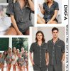 Couple Matching Pajamas Set Short-sleeve PJ Women & Men 2Pcs Loungewear Button Down Sleepwear Pjs Sets