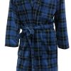 Men's Fleece Robe Blue Tartan