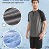 Mens Pajamas Set Cooling Summer Sleepwear Rayon Made from Bamboo Pjs Short Sleeve Henry Neck Loungewear