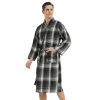 Men's Robe-Polyester Flannel Ultra-Lightweight Bathrobe for Unisex,Scottish Plaid Style Shawl Collar Bathrobe