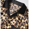 Men's 2 Piece Leopard Print Satin Pajama Set Button Down Short Sleeve Shorts Loungewear Sets