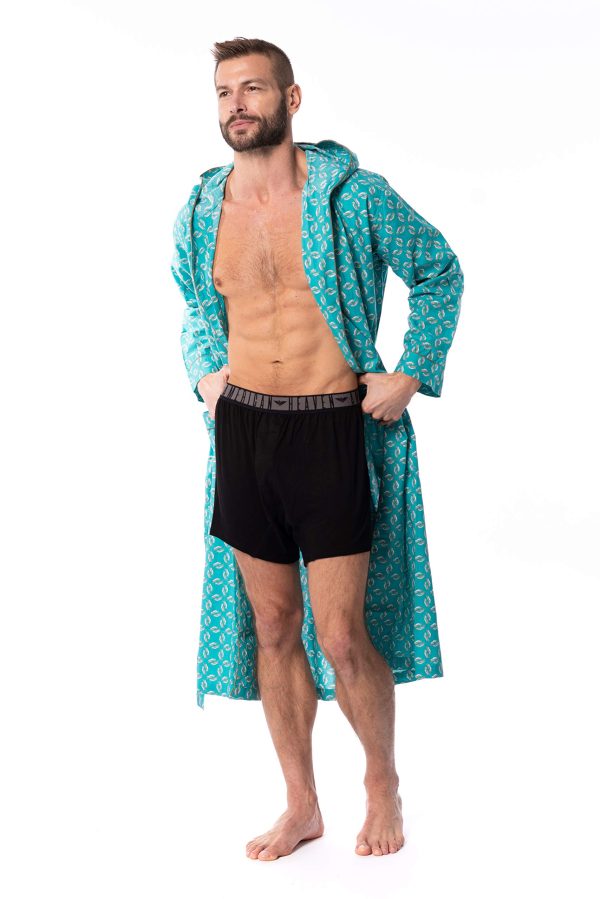 Mens Lightweight Sleep/Lounge Long Bath Robe with Hood -Premium Cotton Blend