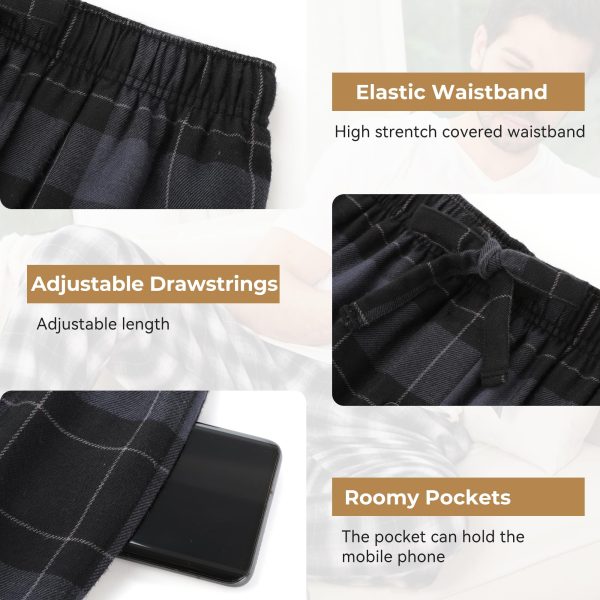 Men's Pajama Bottoms Plaid Pajamas Pants for Men Soft Long Lounge Woven Pj Sleep Pant with Pockets